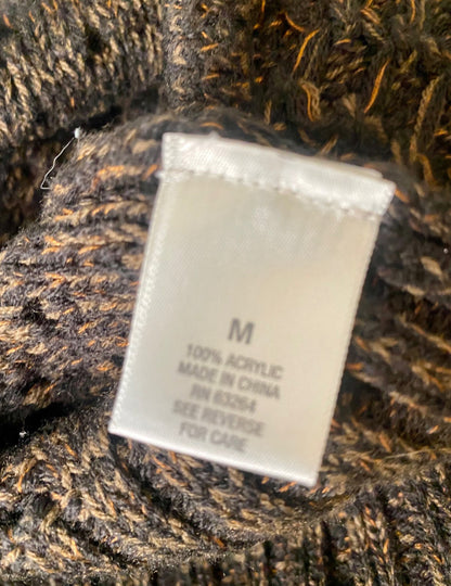 Dress Barn Black Orange Faux Leather Closure Wide Short Sleeve Cardigan Sweater Medium Good Condition