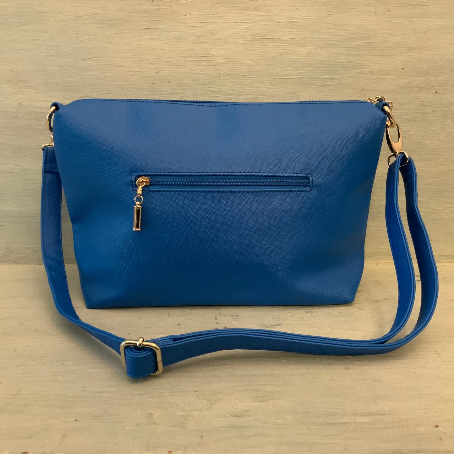 Electric Blue Faux Leather Crossbody Shoulder Bag Purse Like New
