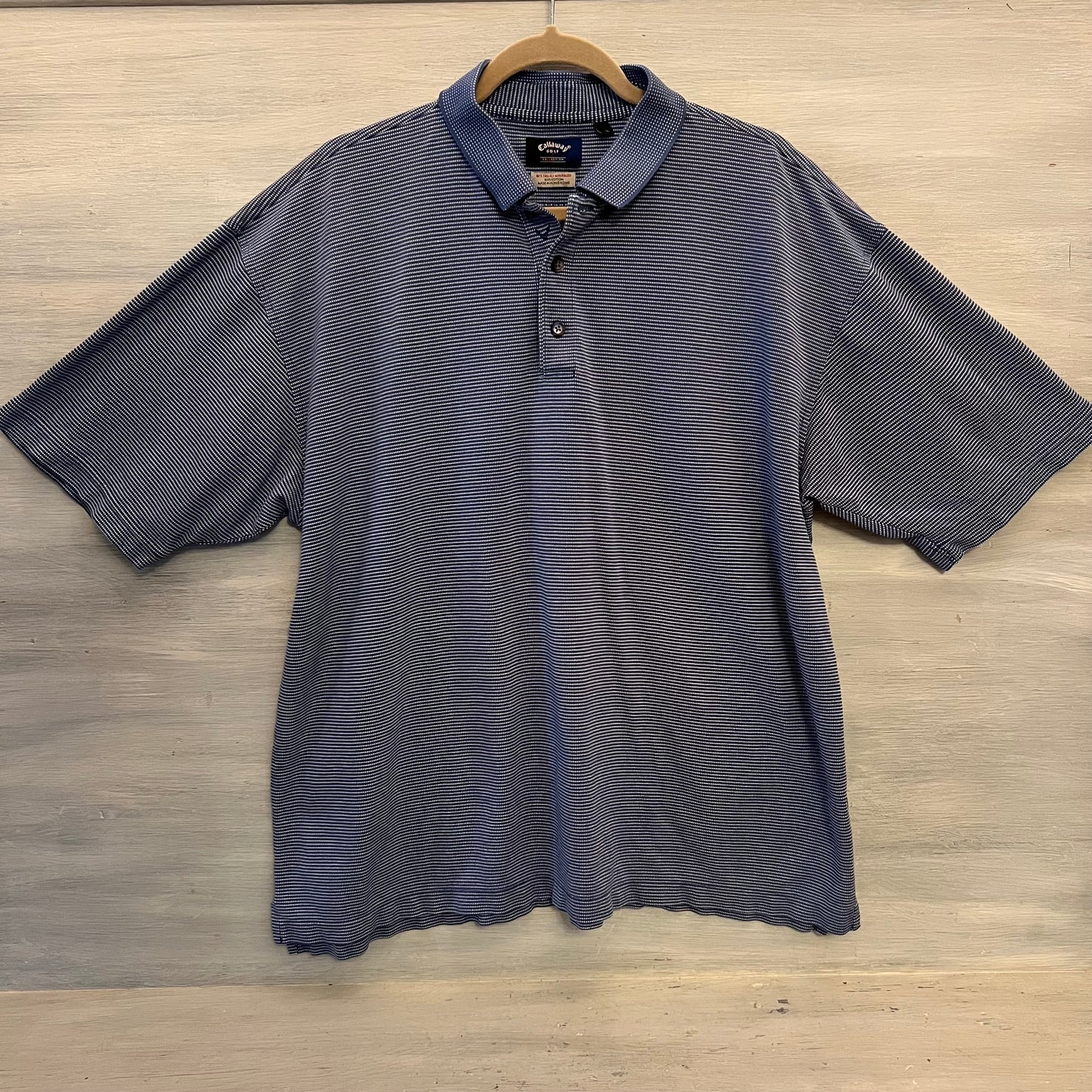 Callaway Golf 100% Cotton Dot Print High Low Polo Shirt Size XL Good Condition