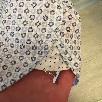 Moda Campia Moda Navy Pale Blue Dot Print Button Down Short Sleeve Shirt XL Like New