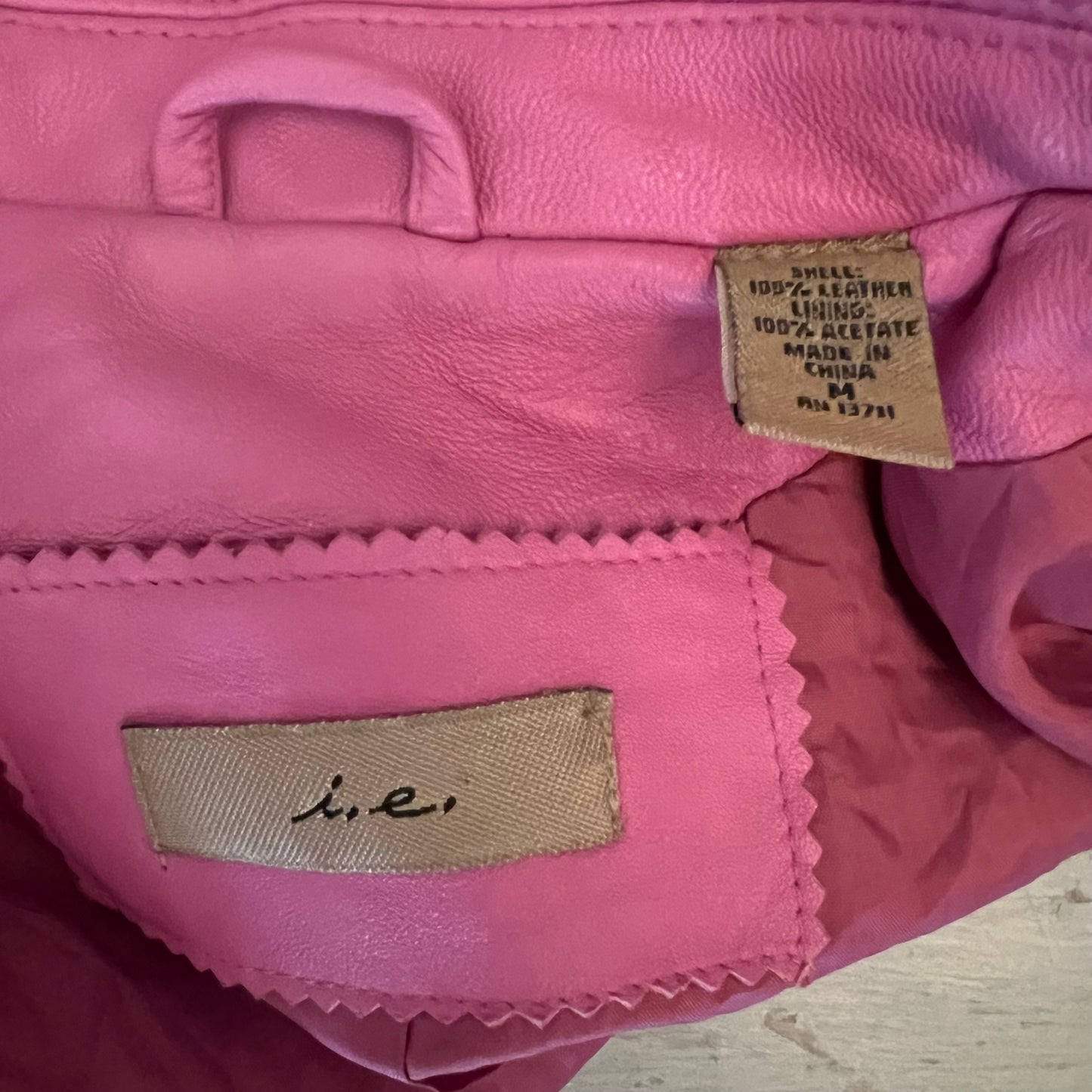 I.e. Pink Blazer Style Soft Leather Jacket Size Medium Good Condition
