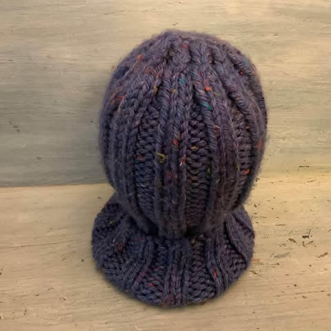 Handmade Women’s Knitted Purple Winter Face Mask Like New