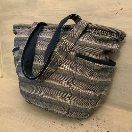Thirty One Retro Metro Navy Blue Canvas Tote Bag Purse Good Condition