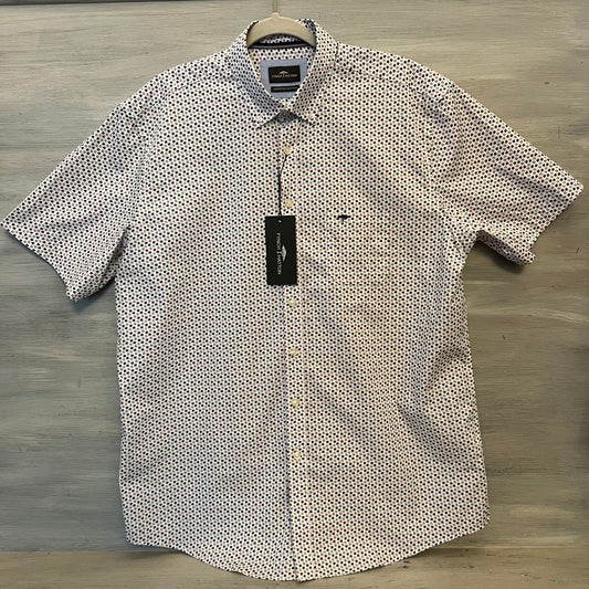 Fynch Hatton Navy Sage Purple Leaf Print Short Sleeve Button Down Shirt XL New with Tags