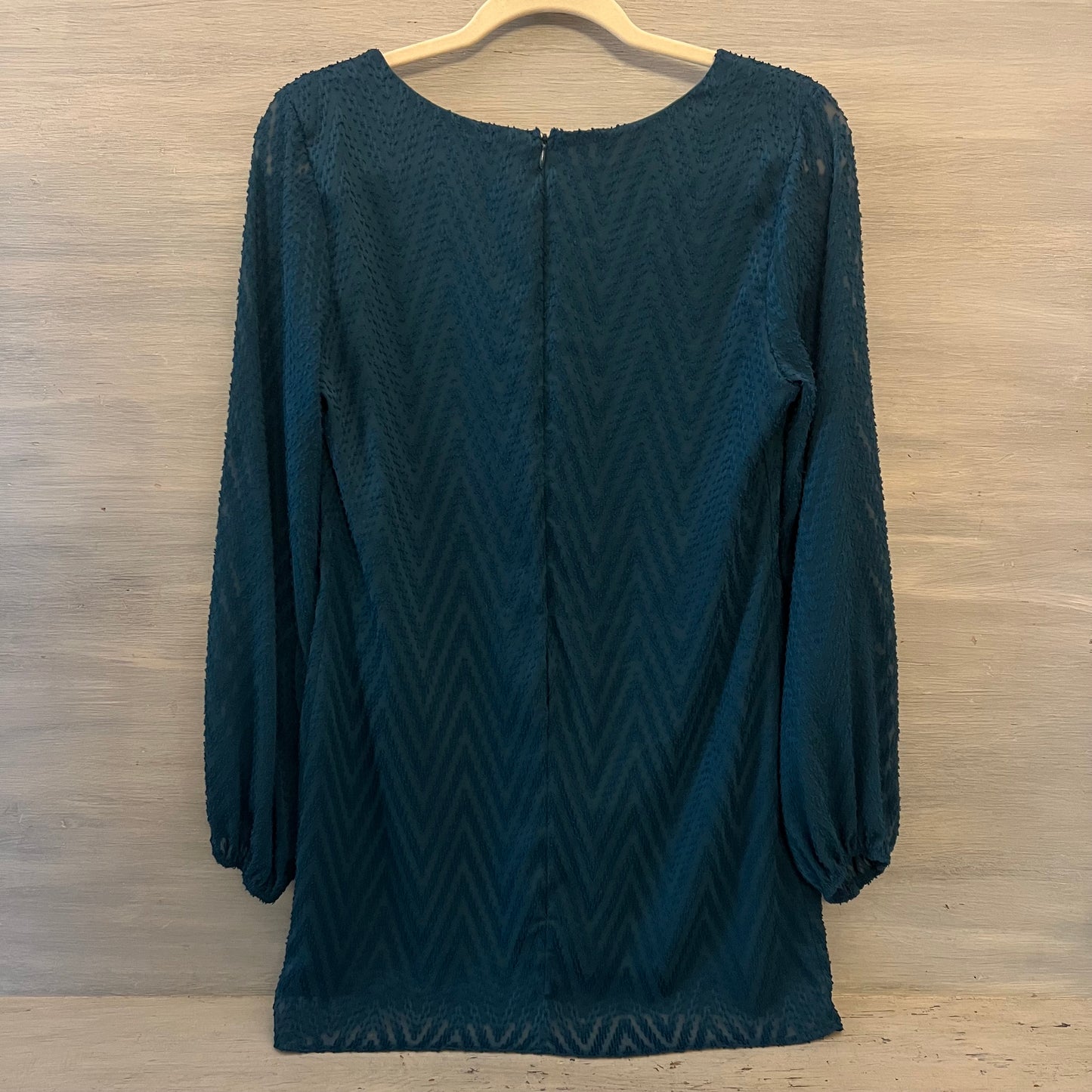 Sage Teal Blue Tufted Chevron Print Vneck Dress Size Medium Good Condition