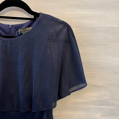 Glamour by Gabriella Skye Sparkly Navy Blue Fit and Flare Dress Size 6 Like New