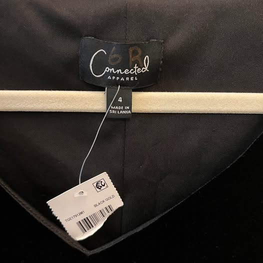 Connected Apparel Elegant Black Velvet Rhinestone Flare Sleeve Dress Size 4 New with Tag