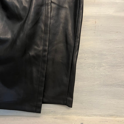 INC International Concepts Black Faux Leather Ruched Wrap Pencil Skirt Size6 Like New