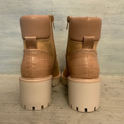 Dolce Vita "Hank" Tan Cafe Canvas/Faux Leather Platform Combat Boots Size 6.5Like New