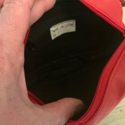 Red Faux Leather Crossbody Bag Purse Like New