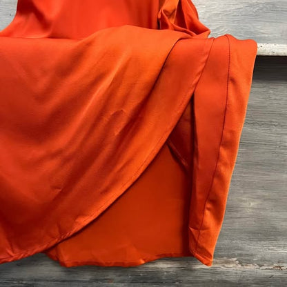 SHEIN Satiny Sleeveless Burnt Orange Ruched Side Maxi Dress 4XL Like New