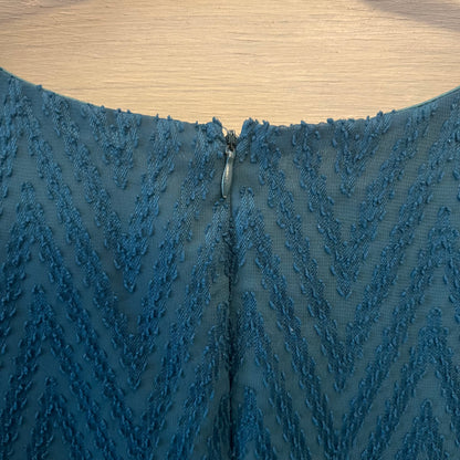 Sage Teal Blue Tufted Chevron Print Vneck Dress Size Medium Good Condition