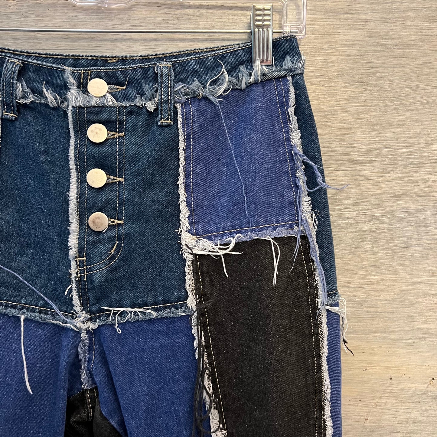 SHEIN Patchwork Denim Button Fly Fashion Jeans XS Like New