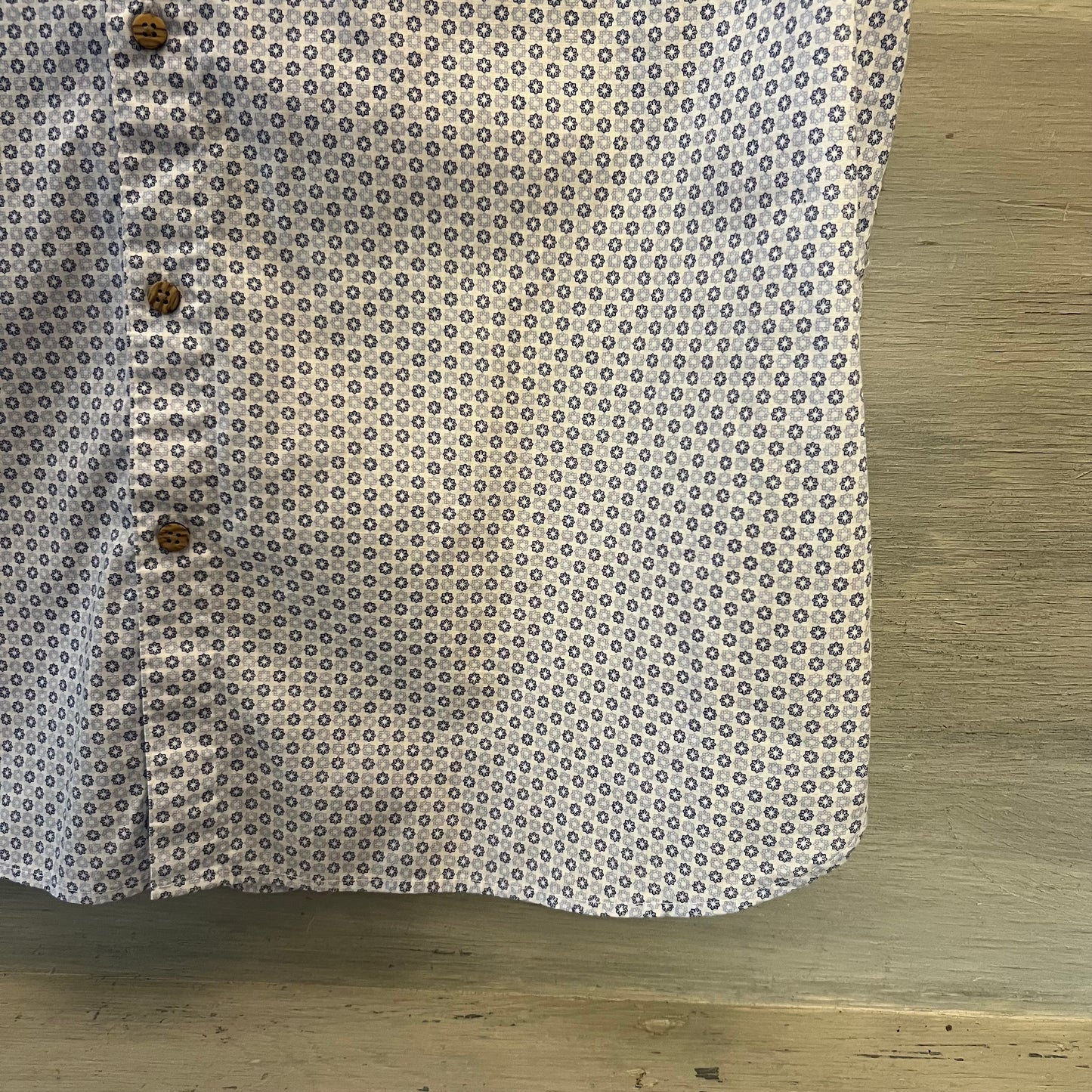 Moda Campia Moda Navy Pale Blue Dot Print Button Down Short Sleeve Shirt XL Like New