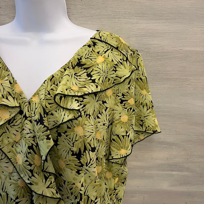 Vintage Norton McNaughton 2 Piece Daisy Print Blouse & Skirt Size 12 Good Condition