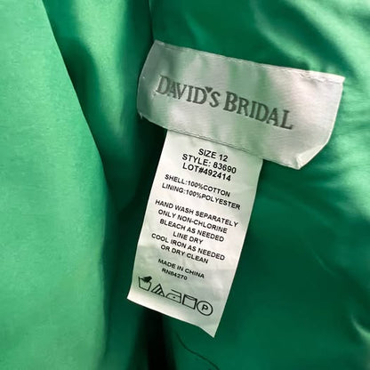David’s Bridal Kelly Green Sleeveless Fit Flare Dress Size 12 Like New