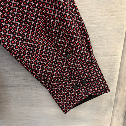 SilverStone Collection Geometric Floral Motif Print Button Down Dress Shirt 3X Like New
