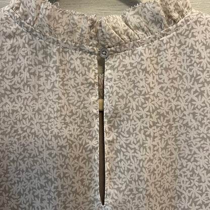 Ann Taylor Factory Beige White Floral Print Tank Top Blouse Size Medium Good Condition