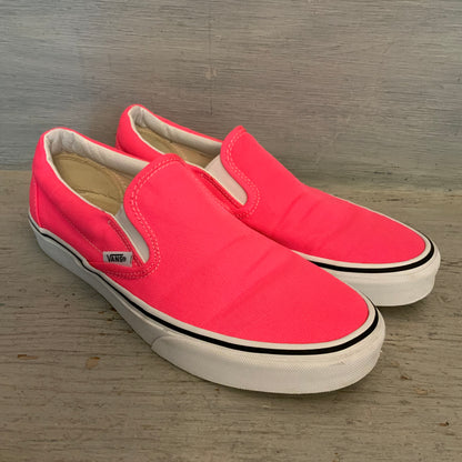 Vans Neon Pink Classic Slip On Canvas Sneakers Size 8 Men's/ 9.5 Women's Good Condition