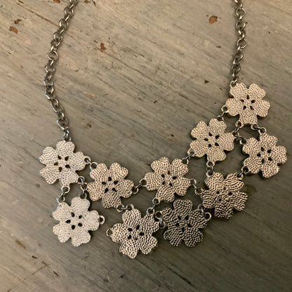 RMN Replica Iridescent Mint Pale Pink Flower Choker Necklace 18”-21 Good Condition