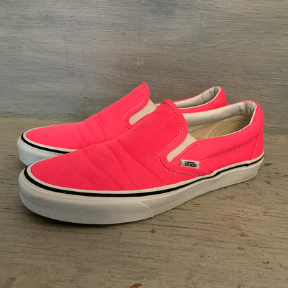 Vans Neon Pink Classic Slip On Canvas Sneakers Size 8 Men's/ 9.5 Women's Good Condition