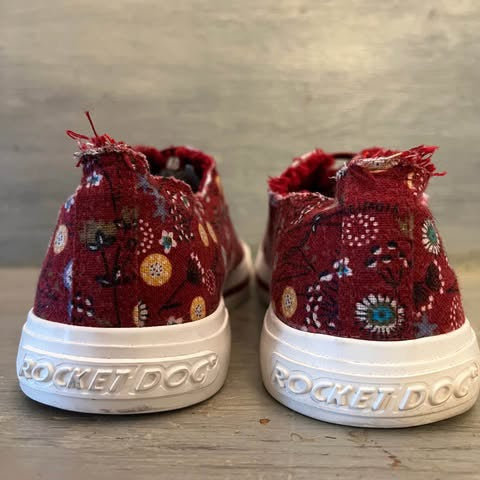 Rocket Dog Burgundy Floral Print Slip On Canvas Sneakers Size 9.5 Good Condition
