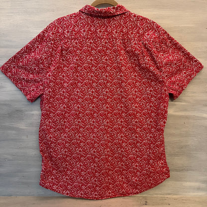 Aeropostale 100% Cotton Red Abstract Print Short Sleeve Button Down Shirt XL Good Condition