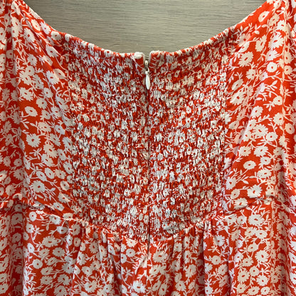 Lost + Wander Orange White Flower Mini Dress Size Large Good Condition