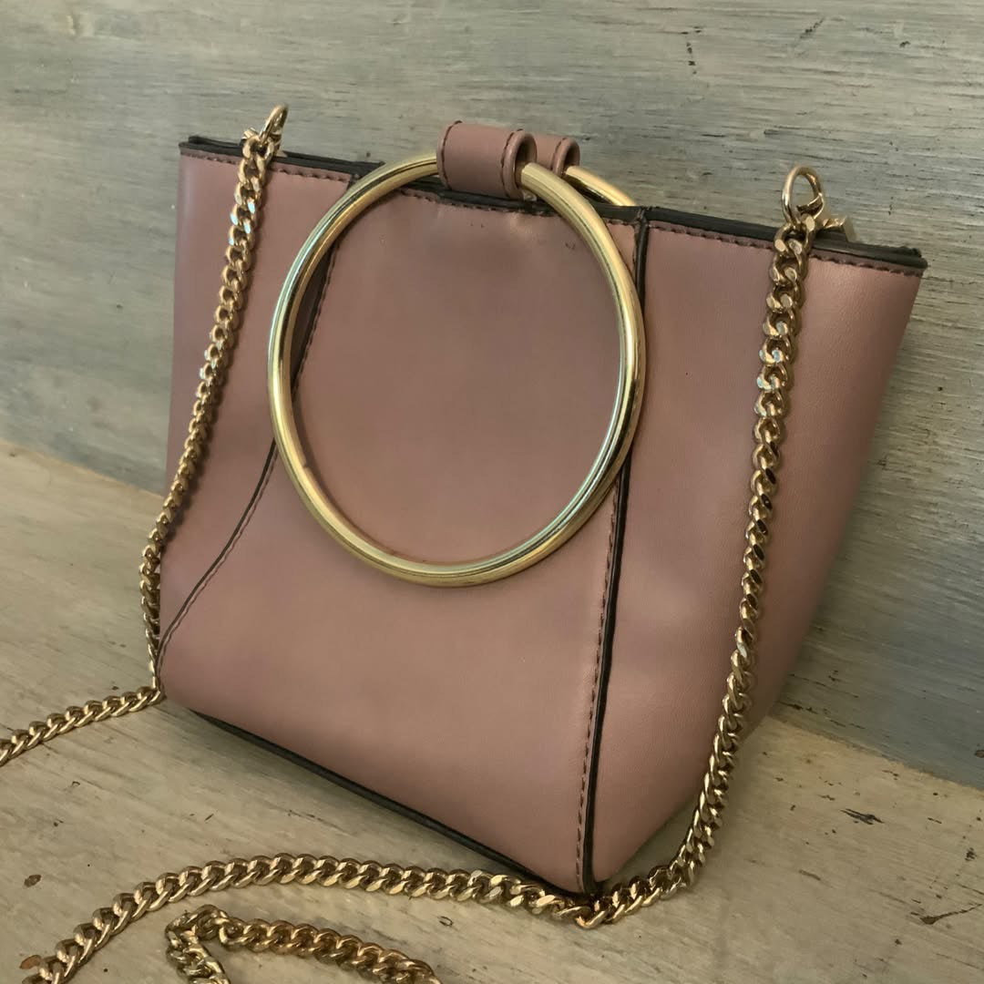 Co-Lab Mauve Dusty Rose Faux Leather Mini Crossbody Handbag Purse Good Condition