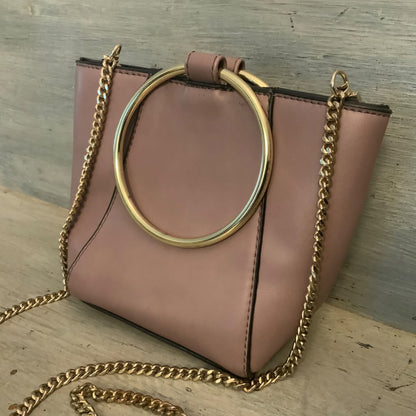 Co-Lab Mauve Dusty Rose Faux Leather Mini Crossbody Handbag Purse Good Condition