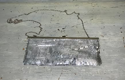 Silver Sequined Crossbody Clutch Bag Purse Like New