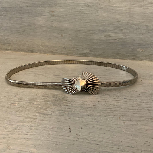 Vintage Silver Metal Stretch Cinch Waist Belt 24”-28” Good Condition