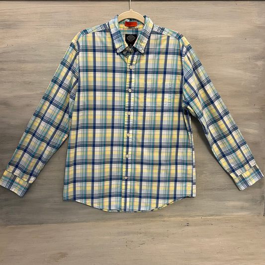 St. John’s Bay Comfort Stretch Pastel Plaid Button Down Shirt Medium Good Condition