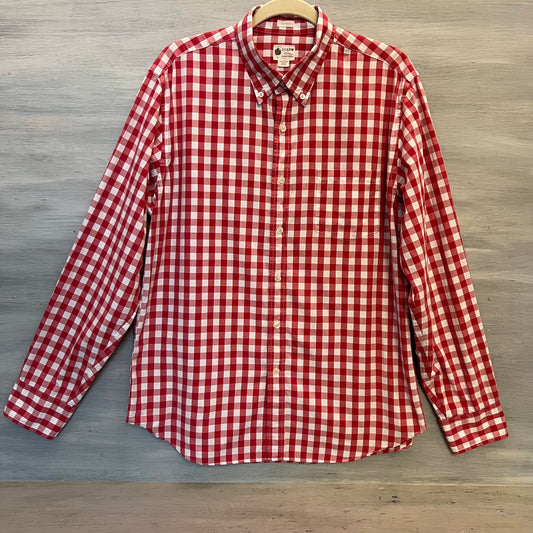 J. Crew 100% Cotton Tailored Fit Buffalo Check Button Down Shirt Size Large Good Condition