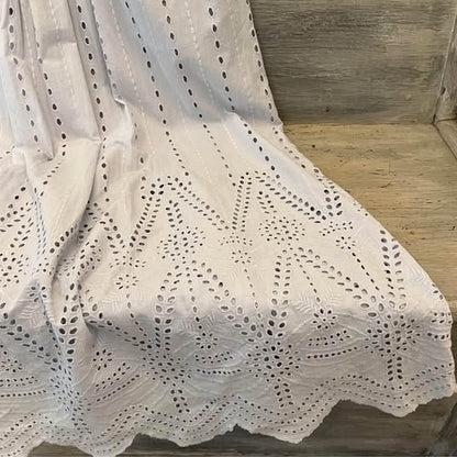 We are Kindred 100% Cotton Light Gray Eyelet Full Length Dress Size 8 Like New