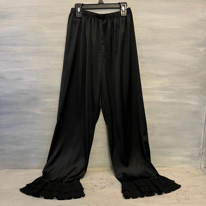 Elegant Black Satiny Sleepwear Pajama Set Size Medium Good Condition