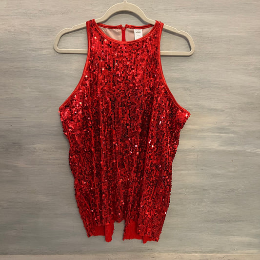 Balera Dance Wear Red Sequined Open Razor Back Tank Top Large Good Condition
