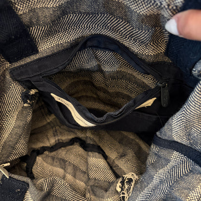 Thirty One Retro Metro Navy Blue Canvas Tote Bag Purse Good Condition