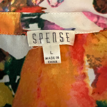 Spense Colorful Abstract Floral High Low Blouse Size Large Good Condition