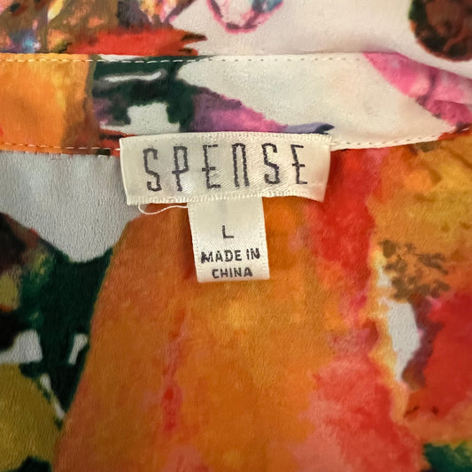 Spense Colorful Abstract Floral High Low Blouse Size Large Good Condition
