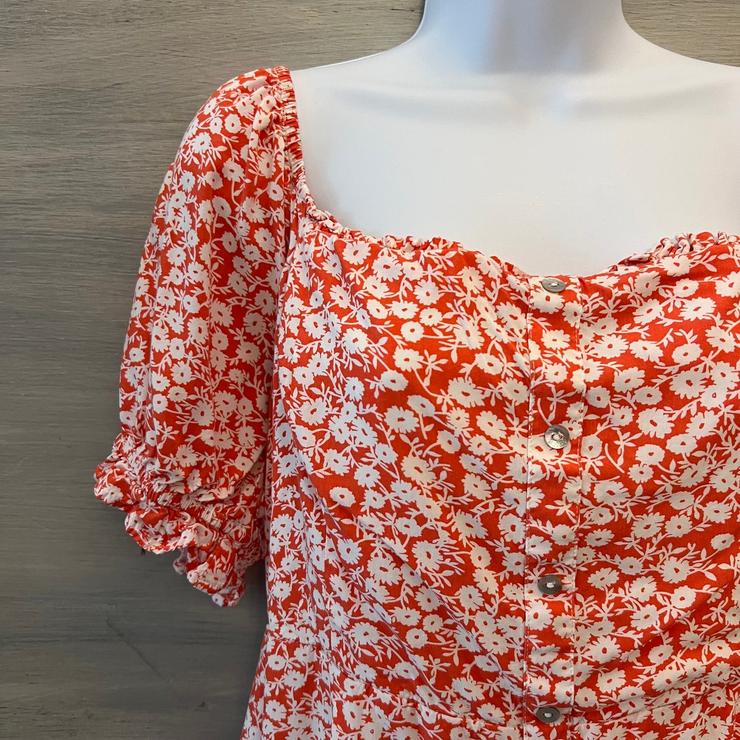 Lost + Wander Orange White Flower Mini Dress Size Large Good Condition