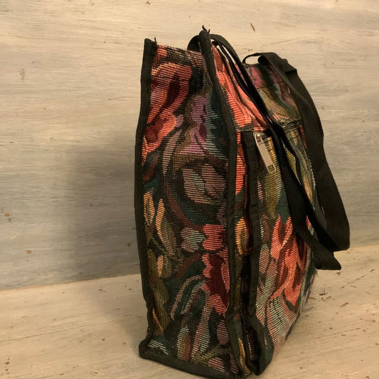 Floral Tapestry Cottage Grandma Core Tote Bag 12x12x4.5 Good Condition