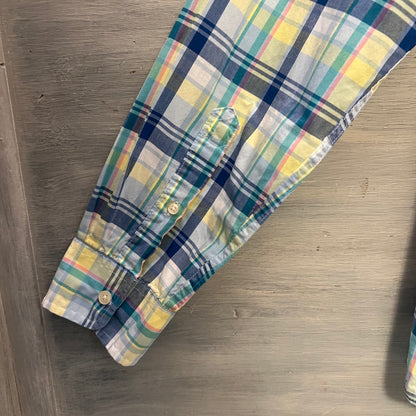 St. John’s Bay Comfort Stretch Pastel Plaid Button Down Shirt Medium Good Condition