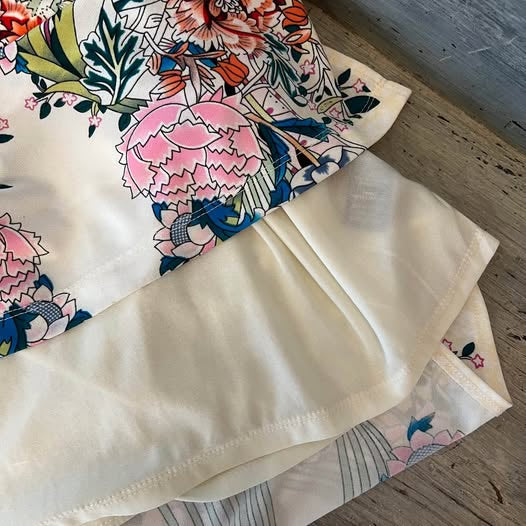 Ark & Co. Asian Inspired Floral Print Sleeveless Open Back Full Length Dress Small Like New
