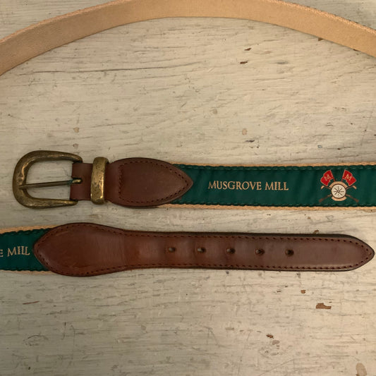 YRT Men's Musgrove Mill Golf Club Ribbon Needlepoint Belt 38" Good Condition