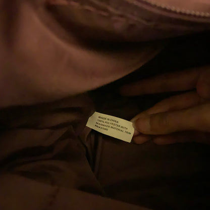 Cato Embroidered Flower Print Denim Brown Faux Leather Handbag Purse Like New