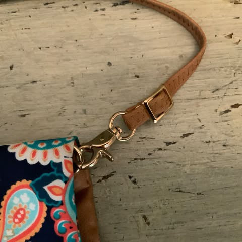 Vic & Lou Paisley Faux Brown Leather Crossbody Bag/Clutch Purse Like New