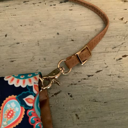 Vic & Lou Paisley Faux Brown Leather Crossbody Bag/Clutch Purse Like New