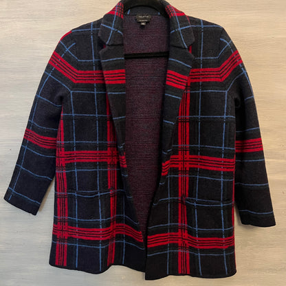 Talbots Pure Merino Wool Blue Red Plaid Blazer Jacket Size XL Good Condition