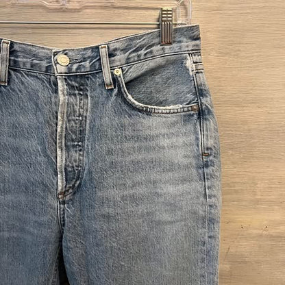 AGOLDE Los Angeles 100% Organic Cotton High Rise Button Fly Light Wash Jeans Size 30x22 Good Condition